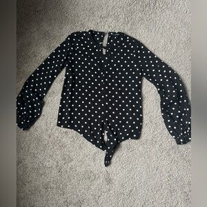 Black and white polka dot blouse